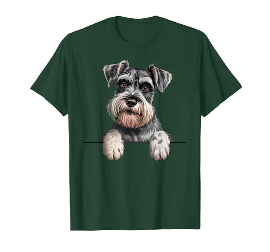Schnauzer Funny Peeking Pocket Puppy Dog Lover T-Shirt