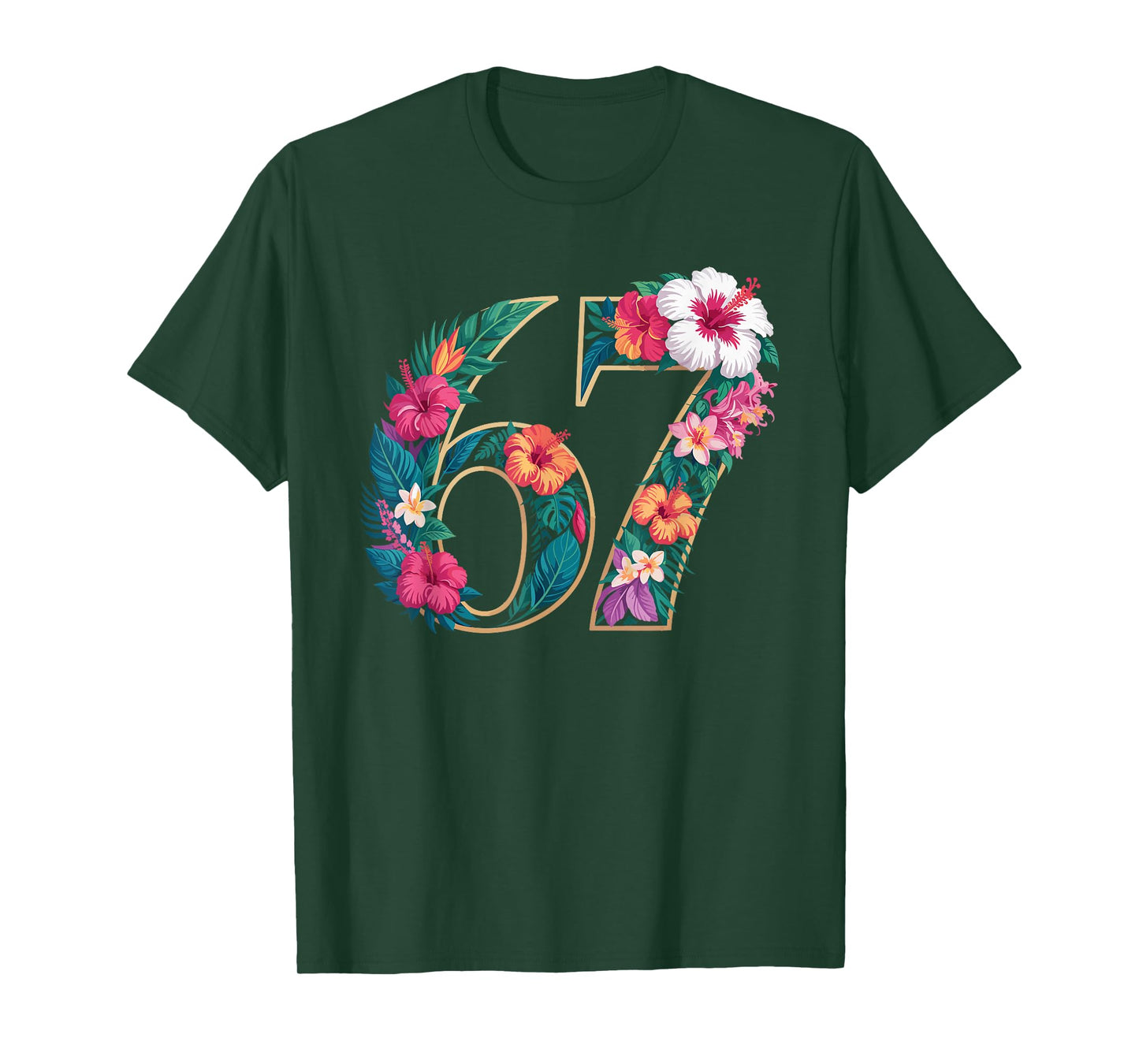 67 Floral Flower Gen 67th Birthday Number 67 T-Shirt