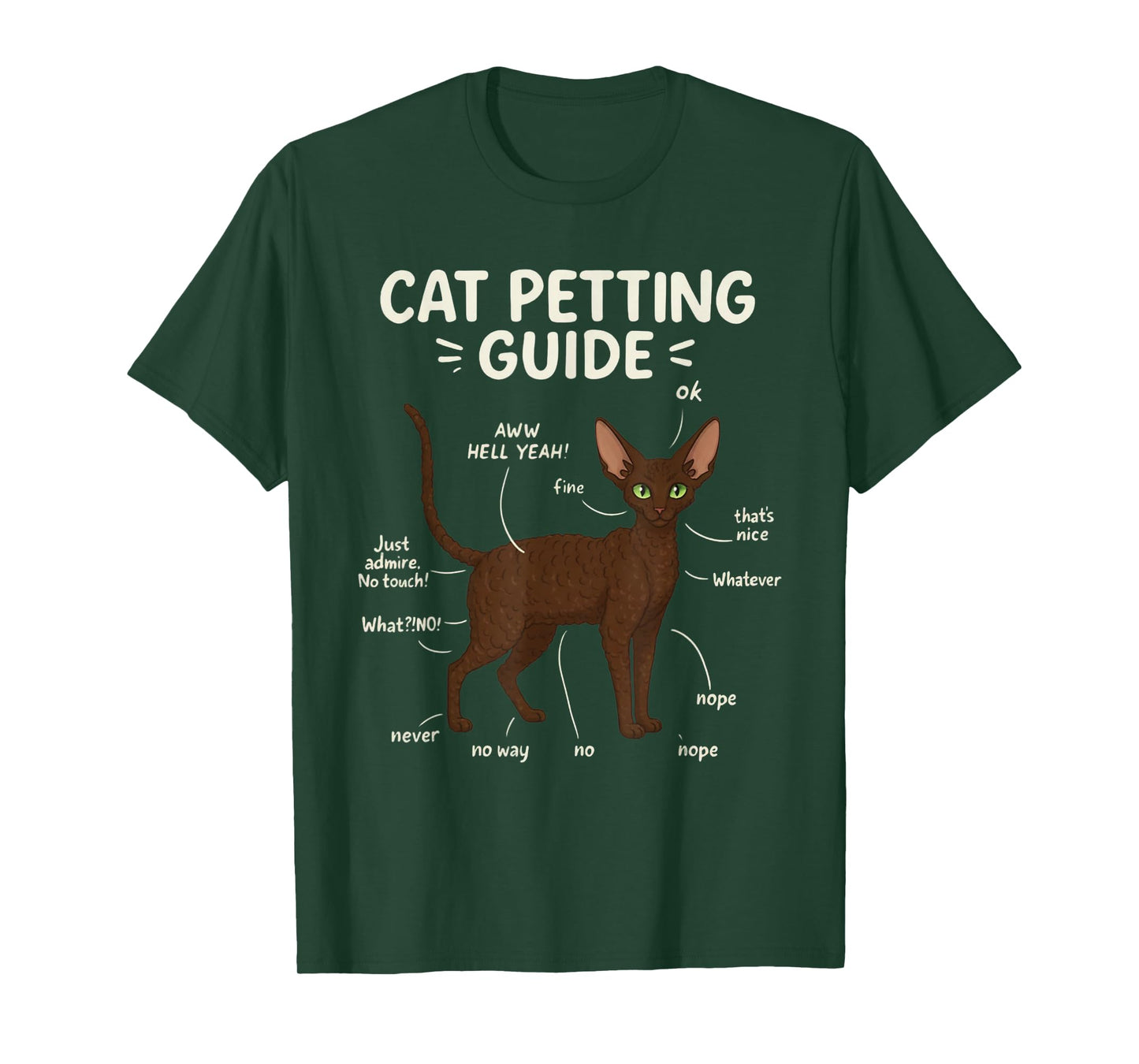 Devon Rex Cat Petting Guide Funny Cat Lover T-Shirt