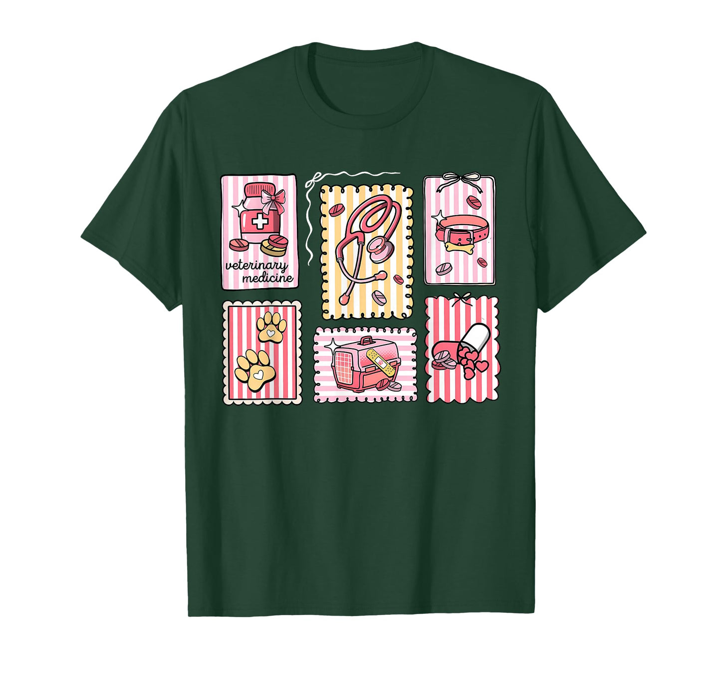 Coquette Stamp Veterinary Technician Vet Med Valentine Day T-Shirt