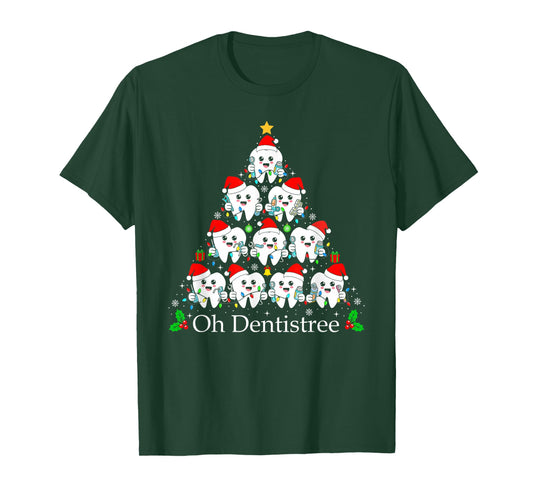 Tooth Christmas Dentist Tree Dental Assistant Oh Dentistree T-Shirt