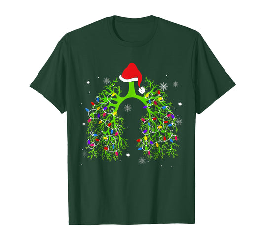 Christmas Nurse Respiratory Therapist Lung Xmas Lights T-Shirt