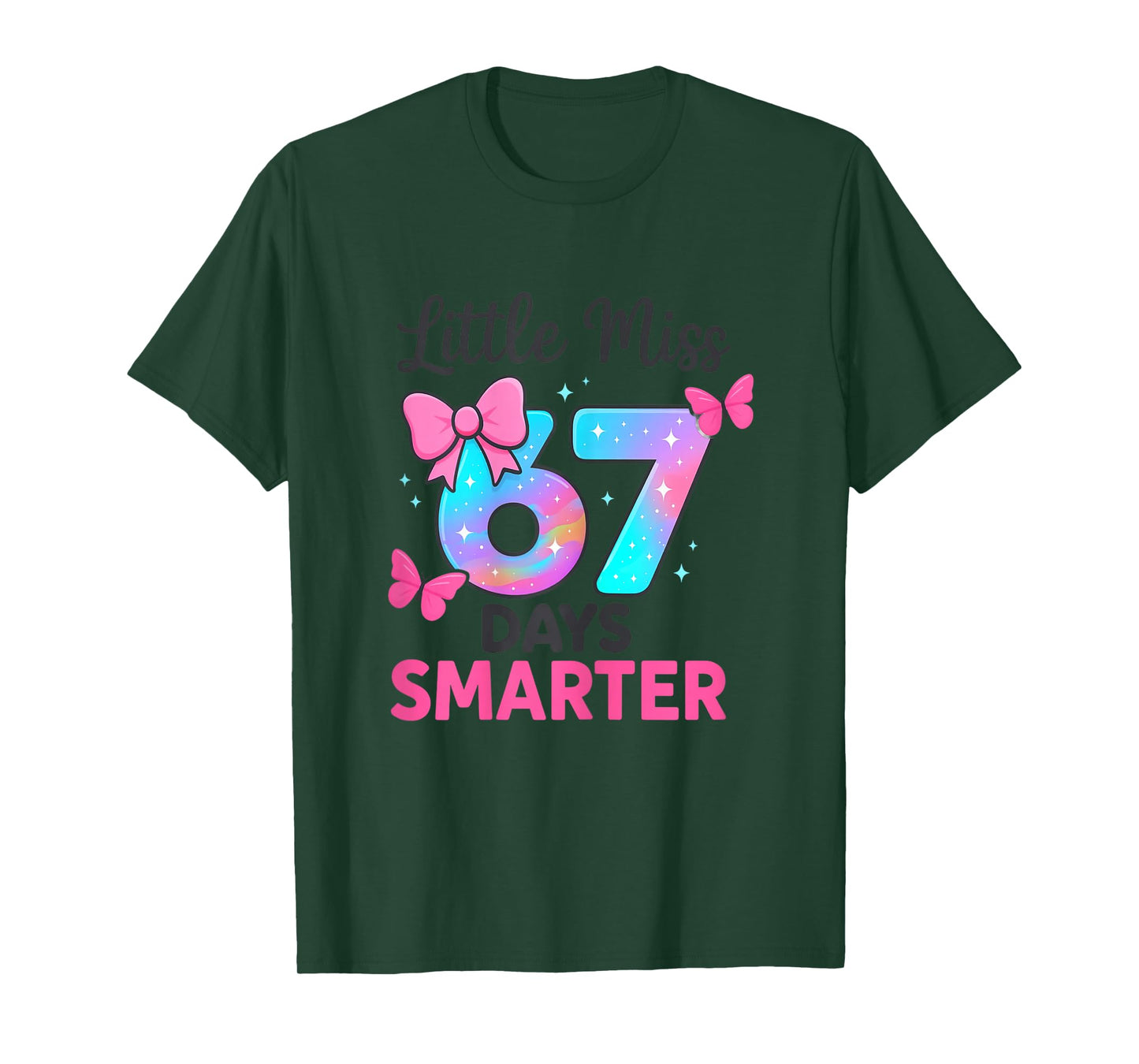 Little Miss 67 Days Smarter Kids Girls 100th Day of School T-Shirt