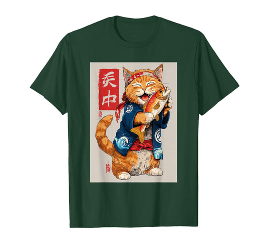 Cute Cat Sushi Japanese Food Anime Graphic Tees Men Women T-Shirt