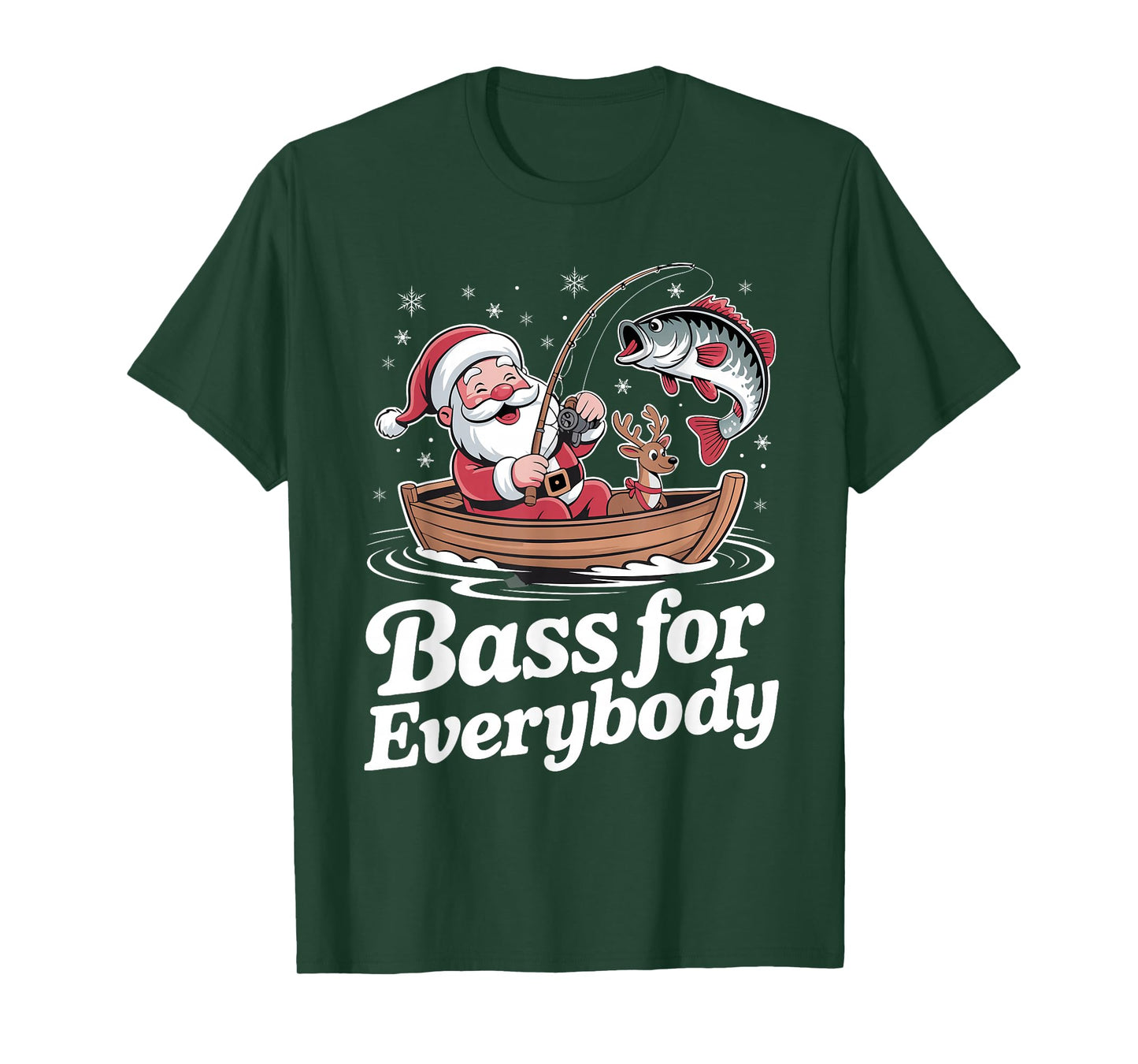 Christmas Santa Bass for Everybody Fishing Holiday Fisherman T-Shirt