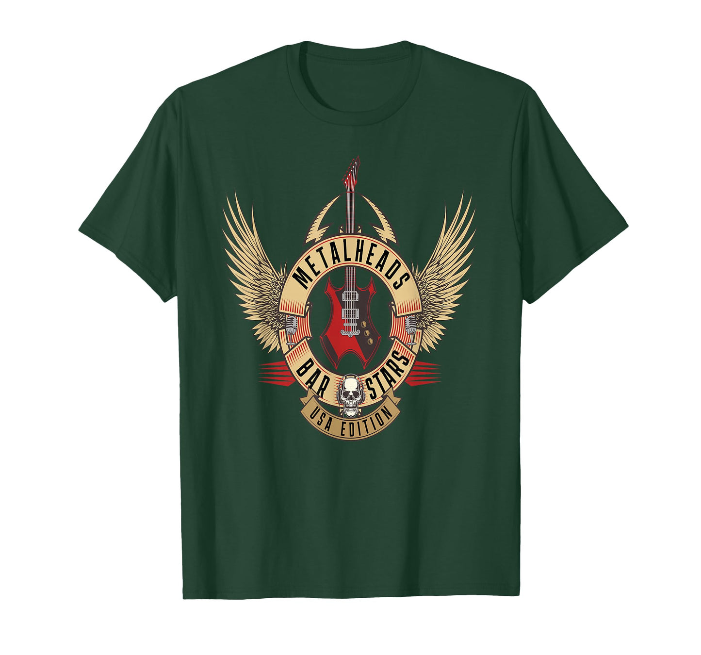 Metalheads Bar Stars Skull Wings USA Rock Emblem T-Shirt