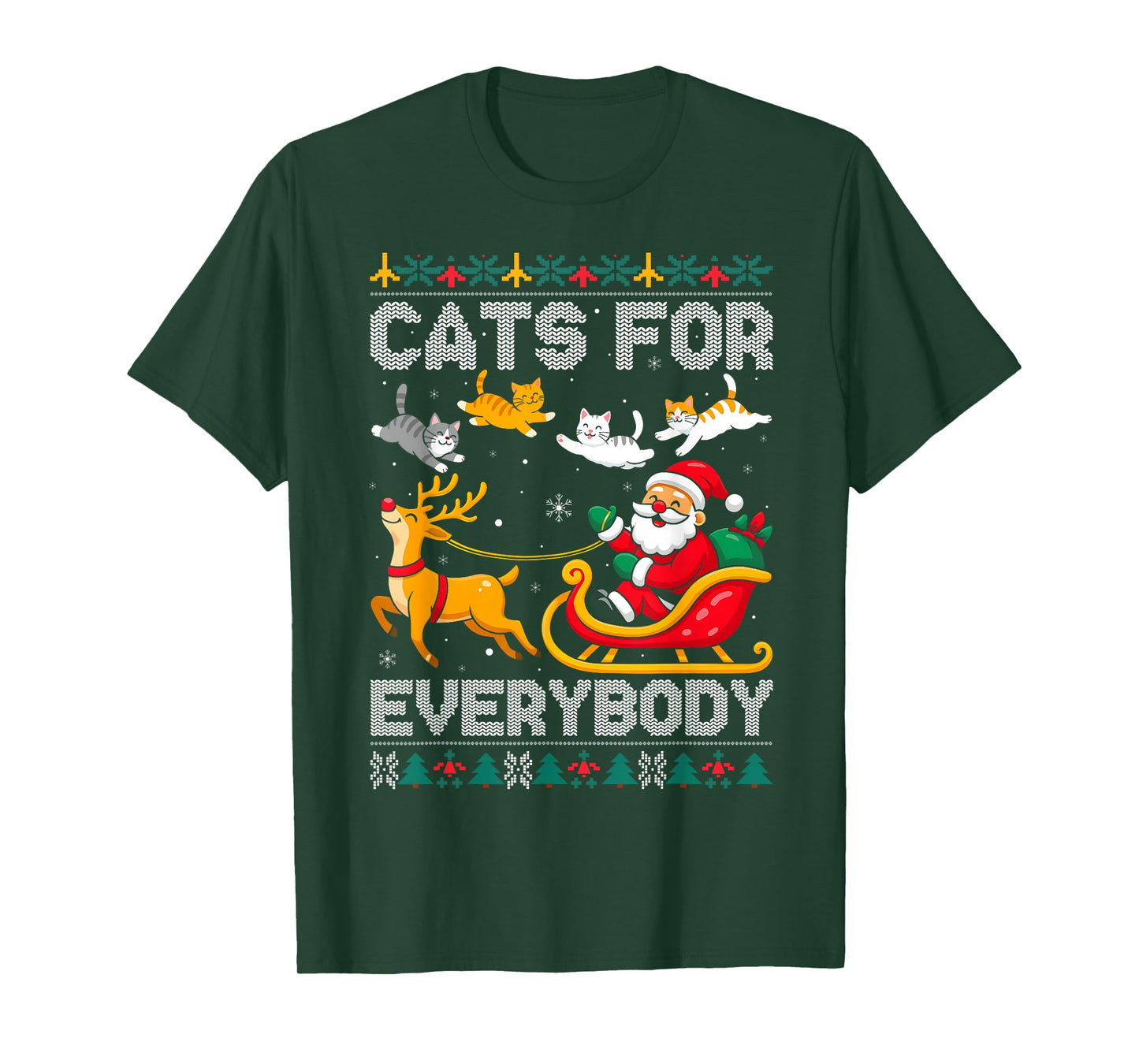 Cats for Everybody Christmas Cat Funny Xmas Women Santa Kids T-Shirt