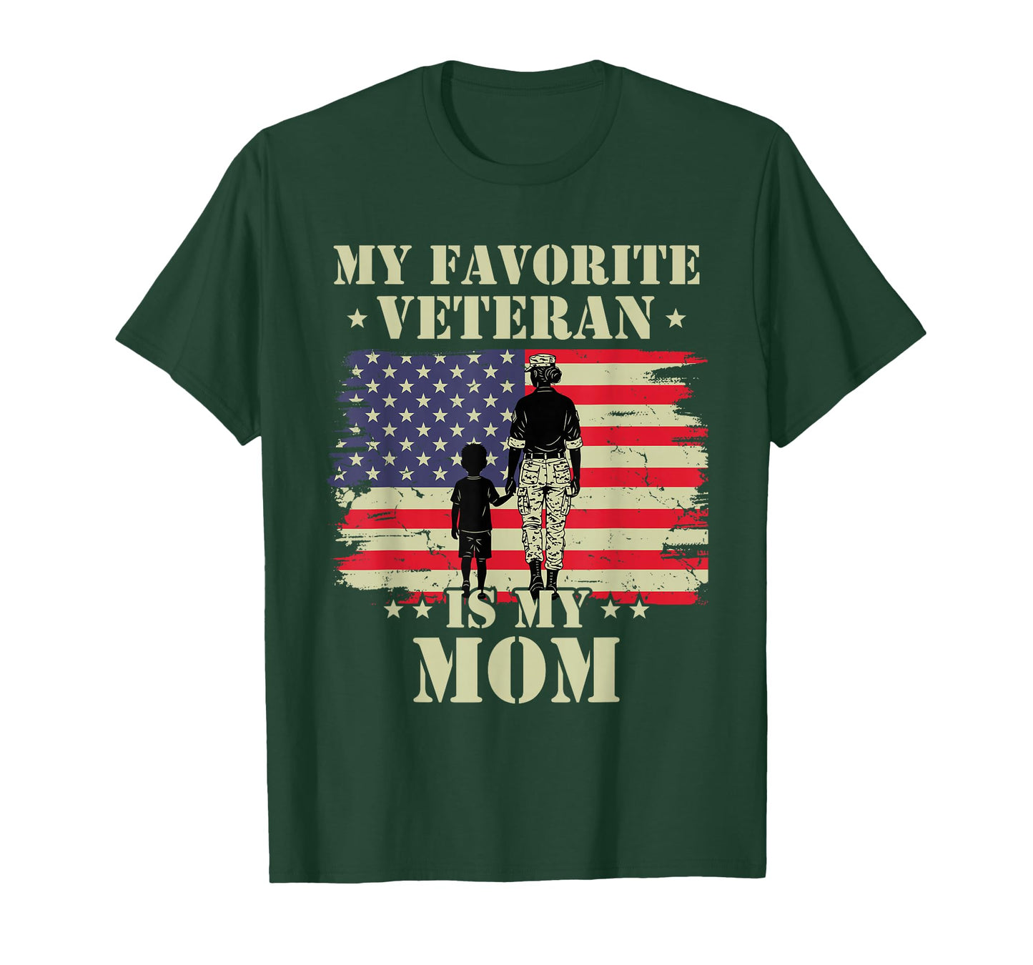 Veteran Mothers Day My Favorite Veteran is My Mom Proud Kids T-Shirt
