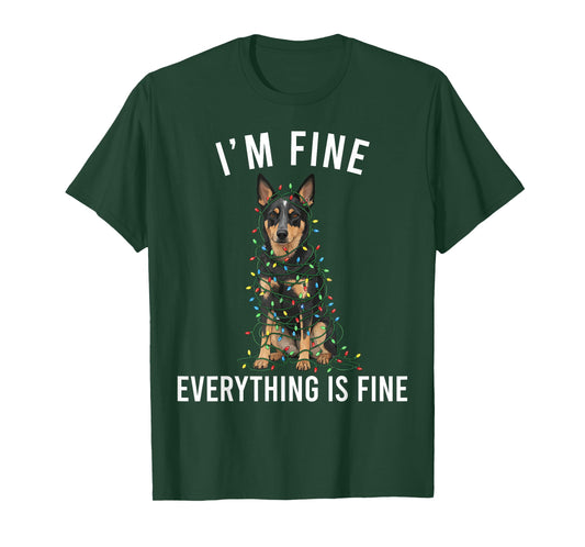 Australian Kelpie Christmas I'm Fine Everything is Fine T-Shirt