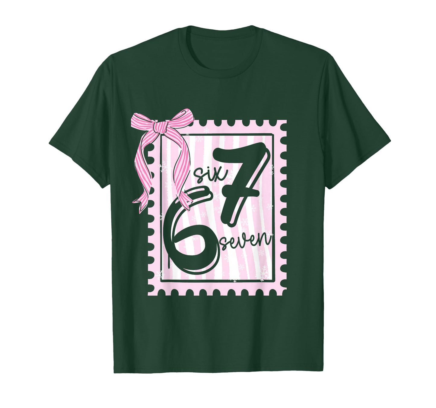 Six Seven Coquette Bow 67 Meme Gen Alpha Joke Viral Number T-Shirt