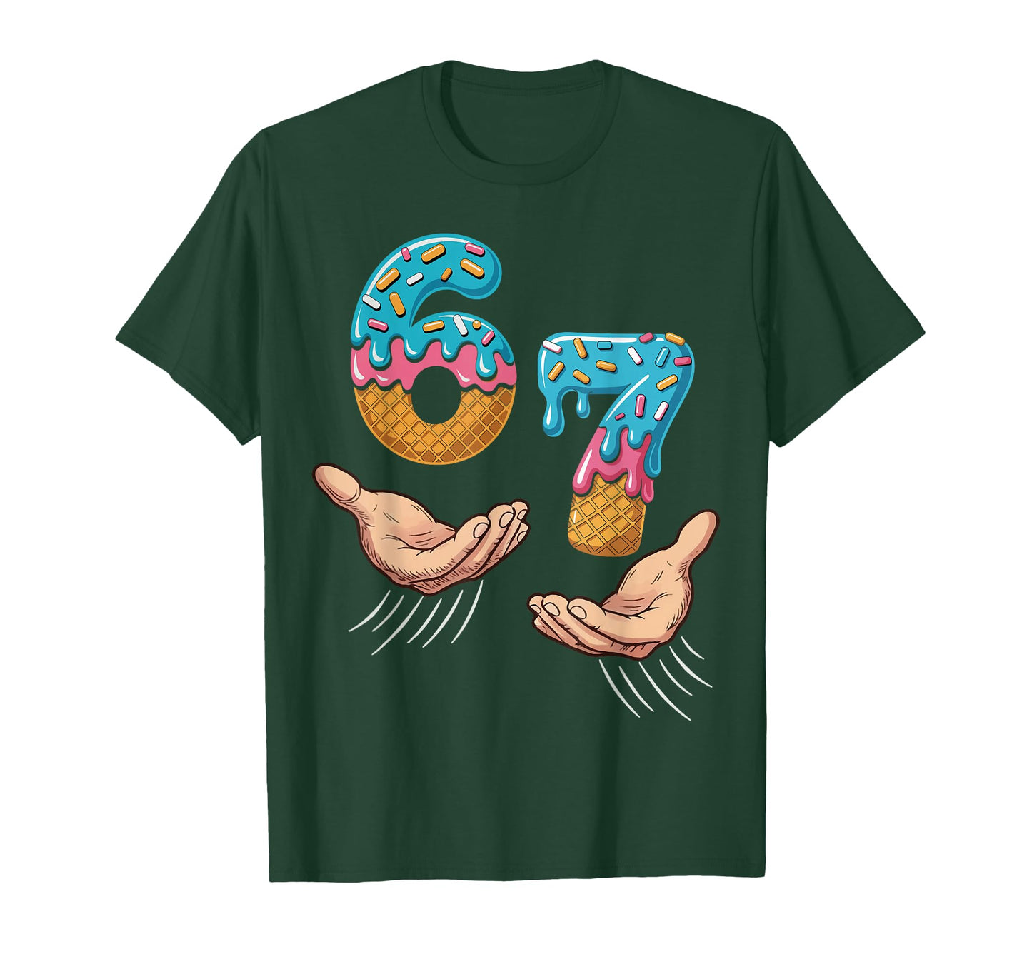 Six Seven 6 7 Ice Cream Hands Meme Graphic for Kids T-Shirt