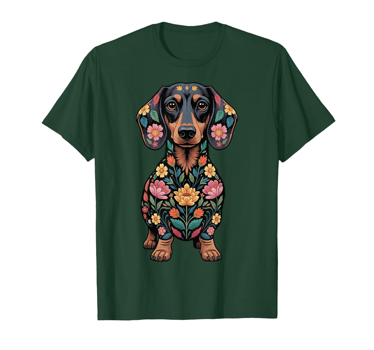 Dachshund Floral Weiner Dog Flowers T-Shirt