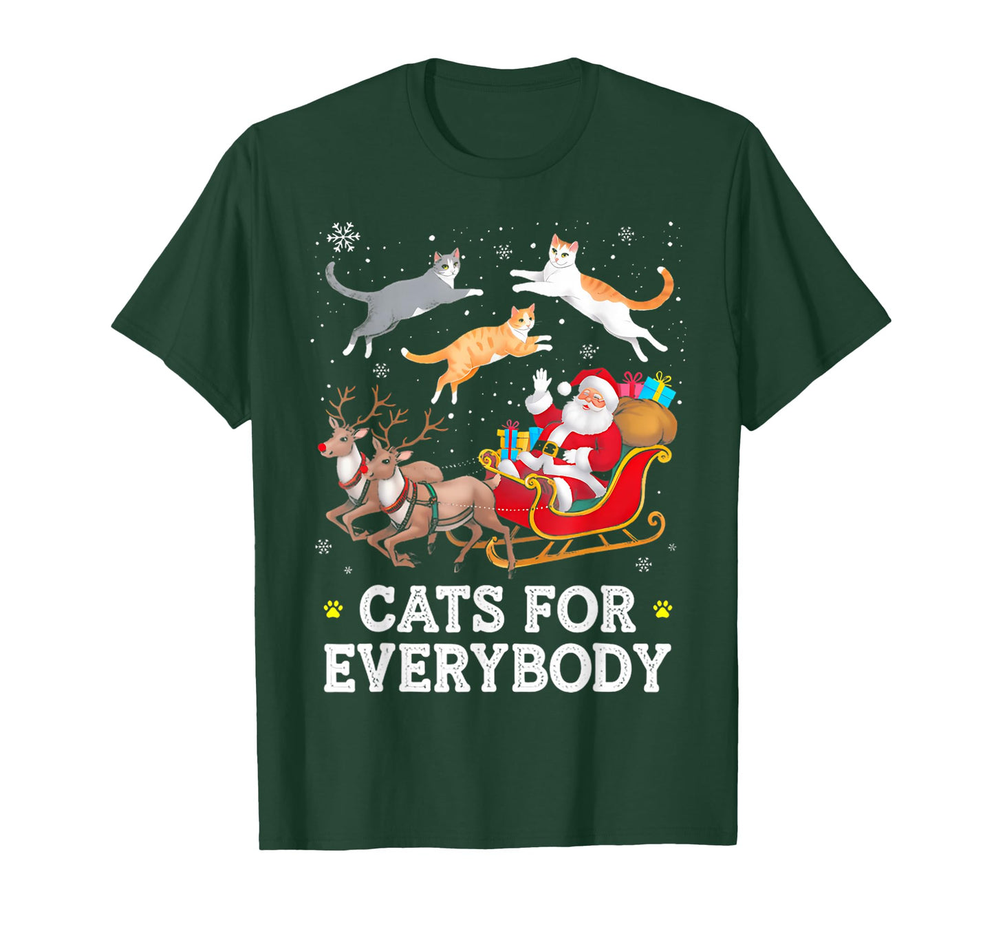 Cats for Everybody Christmas Cat Funny Xmas Women Santa T-Shirt