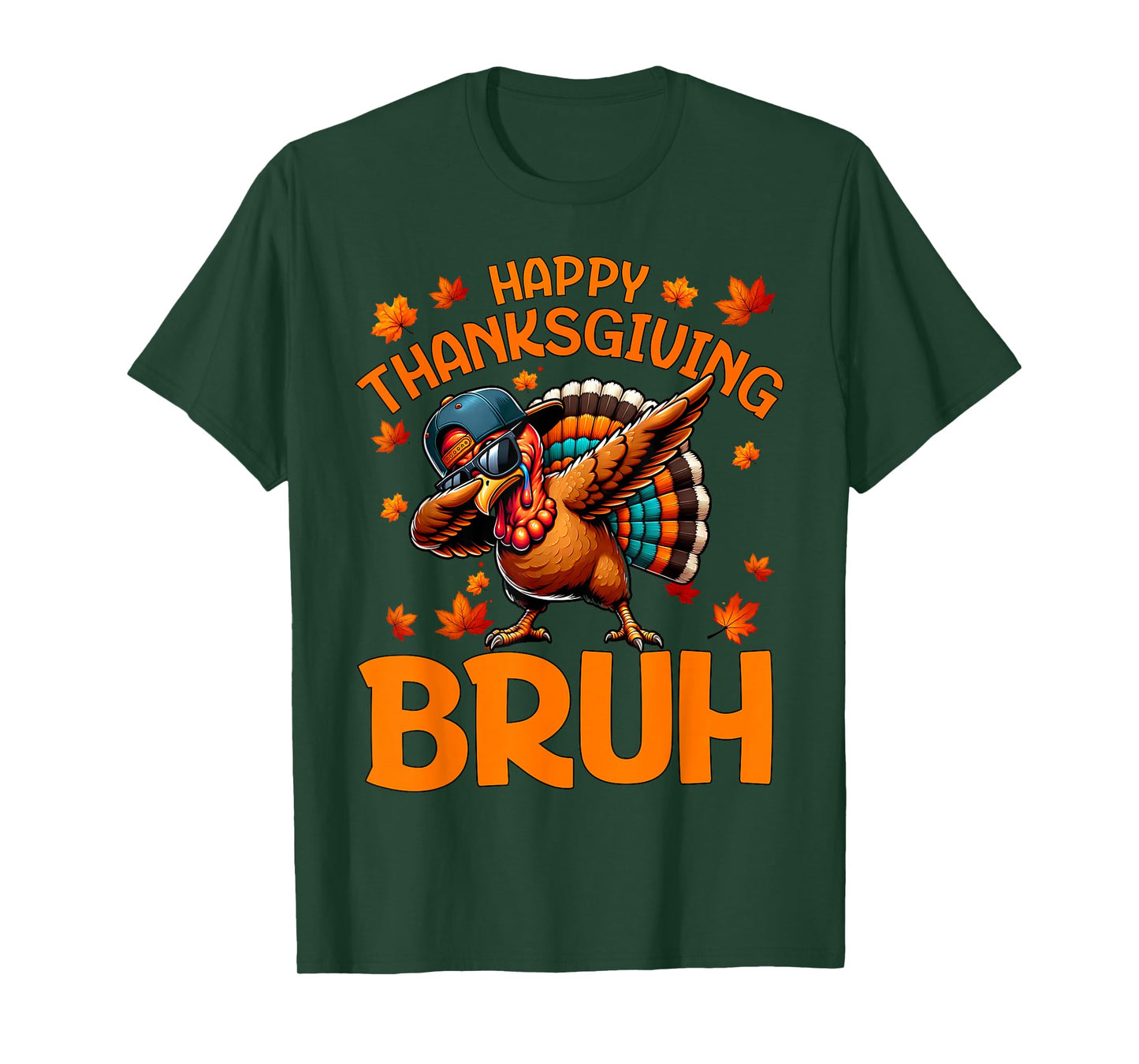 Bruh Funny Thanksgiving Turkey Dabbing Boys Kids Teens T-Shirt