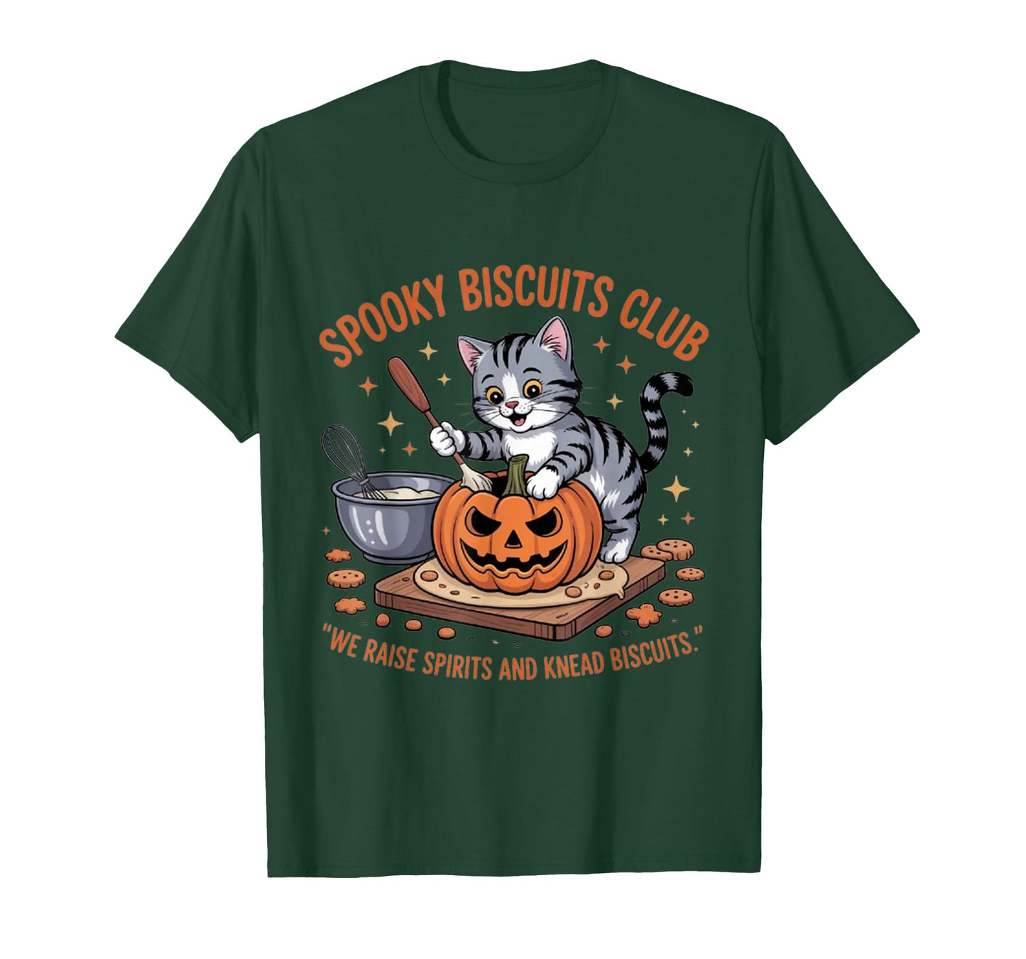 Spooky Biscuits Club Cat, Funny Halloween T-Shirt