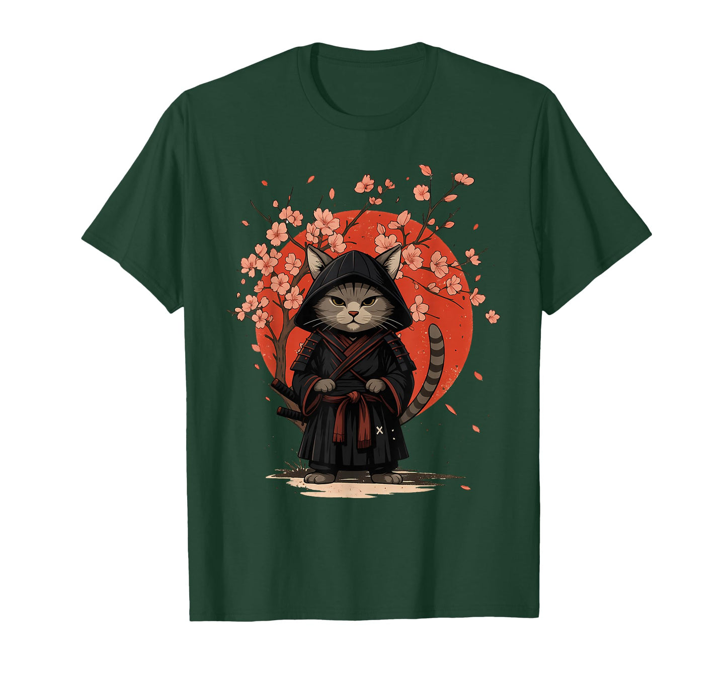 Vintage Anime Cat Japanese Art Funny Samurai Cat T-Shirt