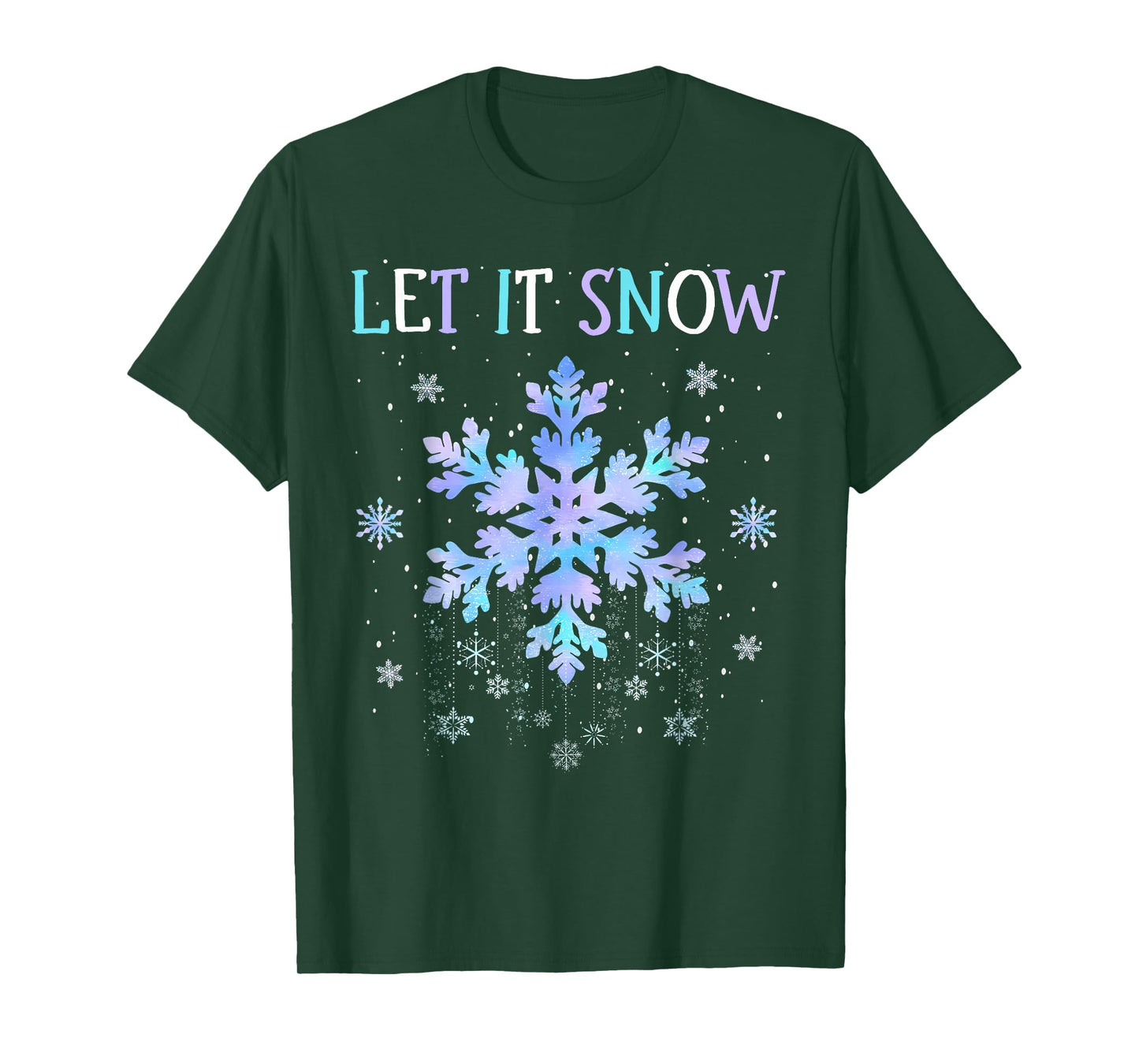 Let It Snow Tie Dye Snowflake Snow Day Supporter Christmas T-Shirt