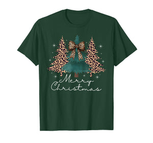 Christmas Trees Leopard Coquette Bow Xmas Pajamas Holiday T-Shirt