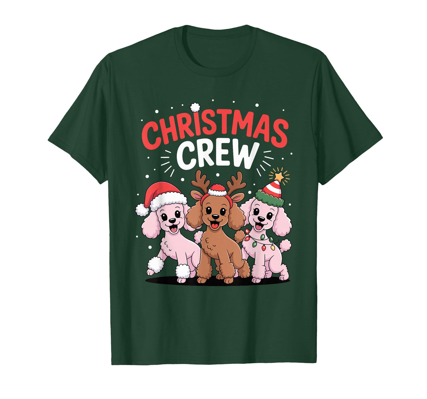 Christmas Crew Xmas Puppy Dog Breed Funny Christmas Poodle T-Shirt