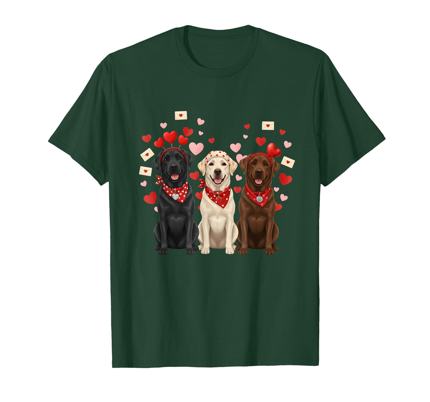 Three Labrador Retriever Valentines Dog Lover Heart T-Shirt