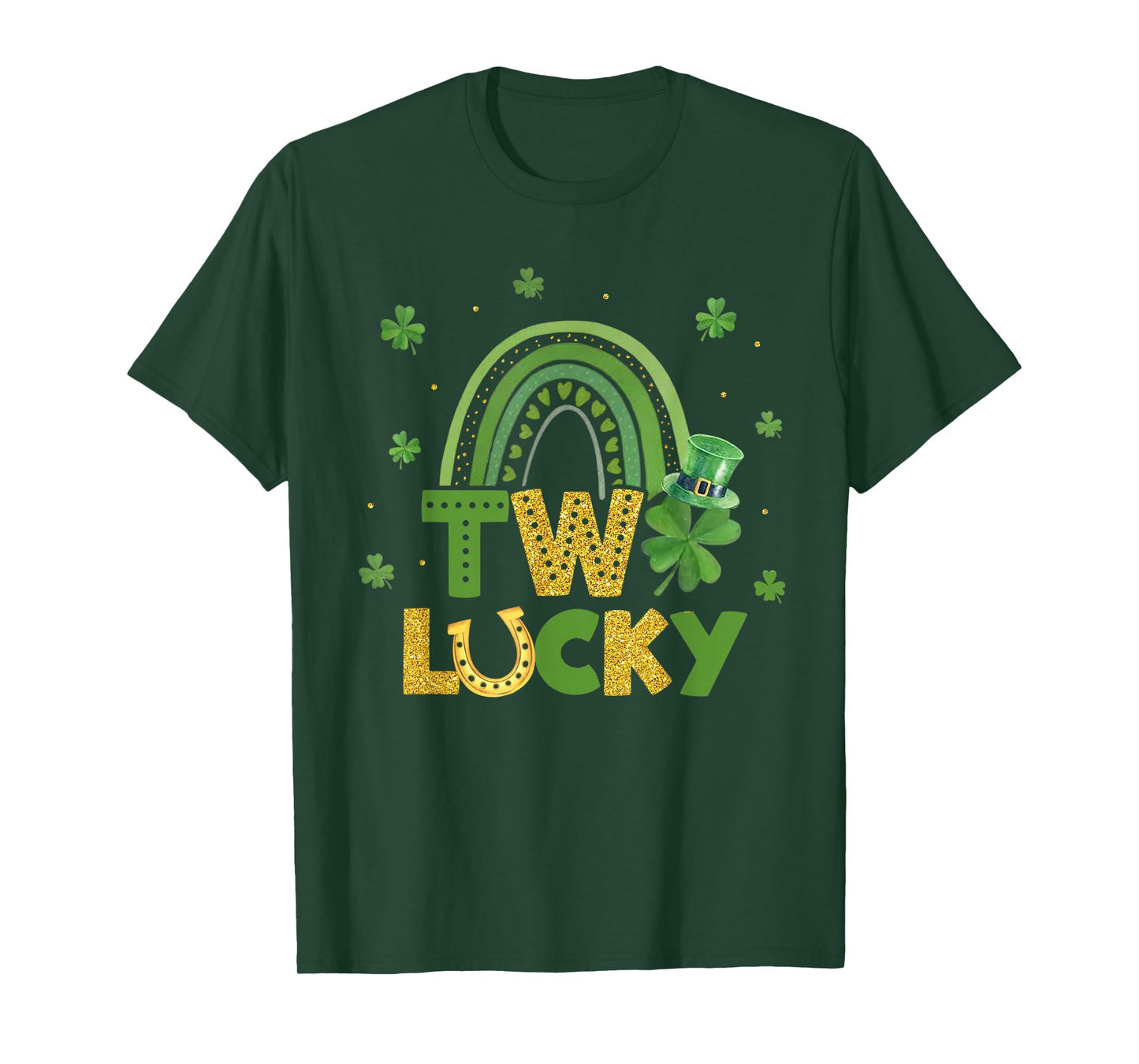 2nd Birthday Rainbow Shamrock Two Lucky 2 Year Old Girl Boy T-Shirt