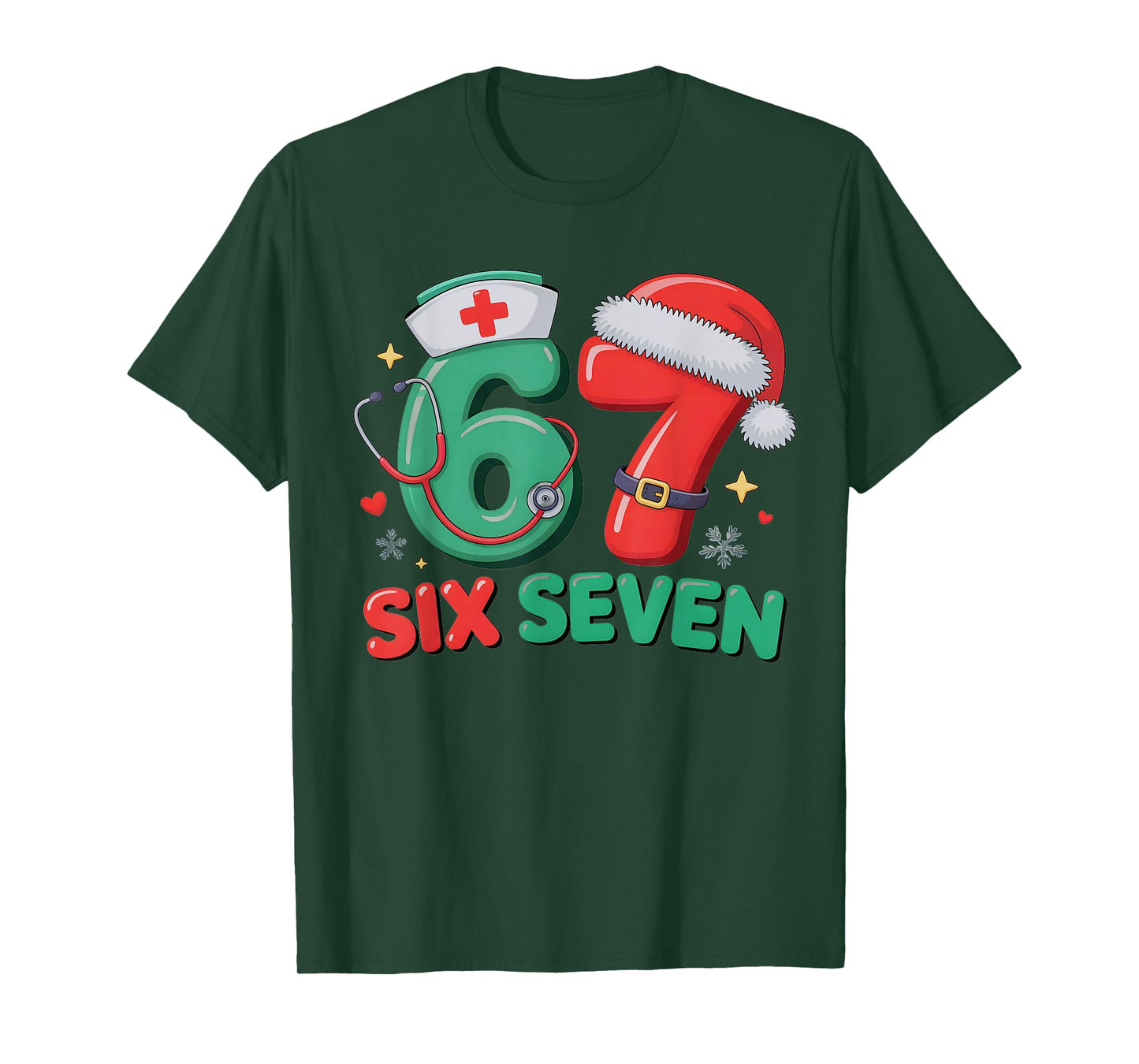 Trendy 67 Christmas Nurse Pediatric Physician Slang Six T-Shirt