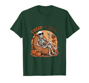 Creep It Real Funny Skeleton Halloween Design T-Shirt