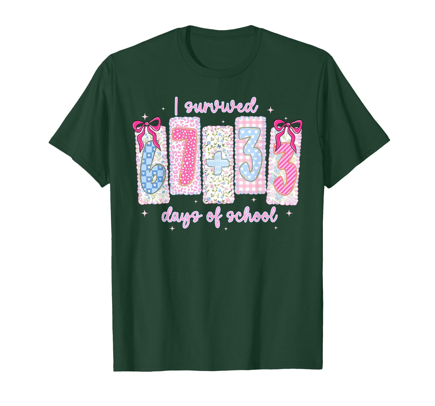 I Survived 67 + 33 Days of School Coquette Bow Girl Kid T-Shirt