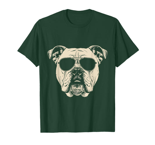 Bulldog Wearing Sunglasses Graphic Dog Shirt Men Women Kids T-Shirt