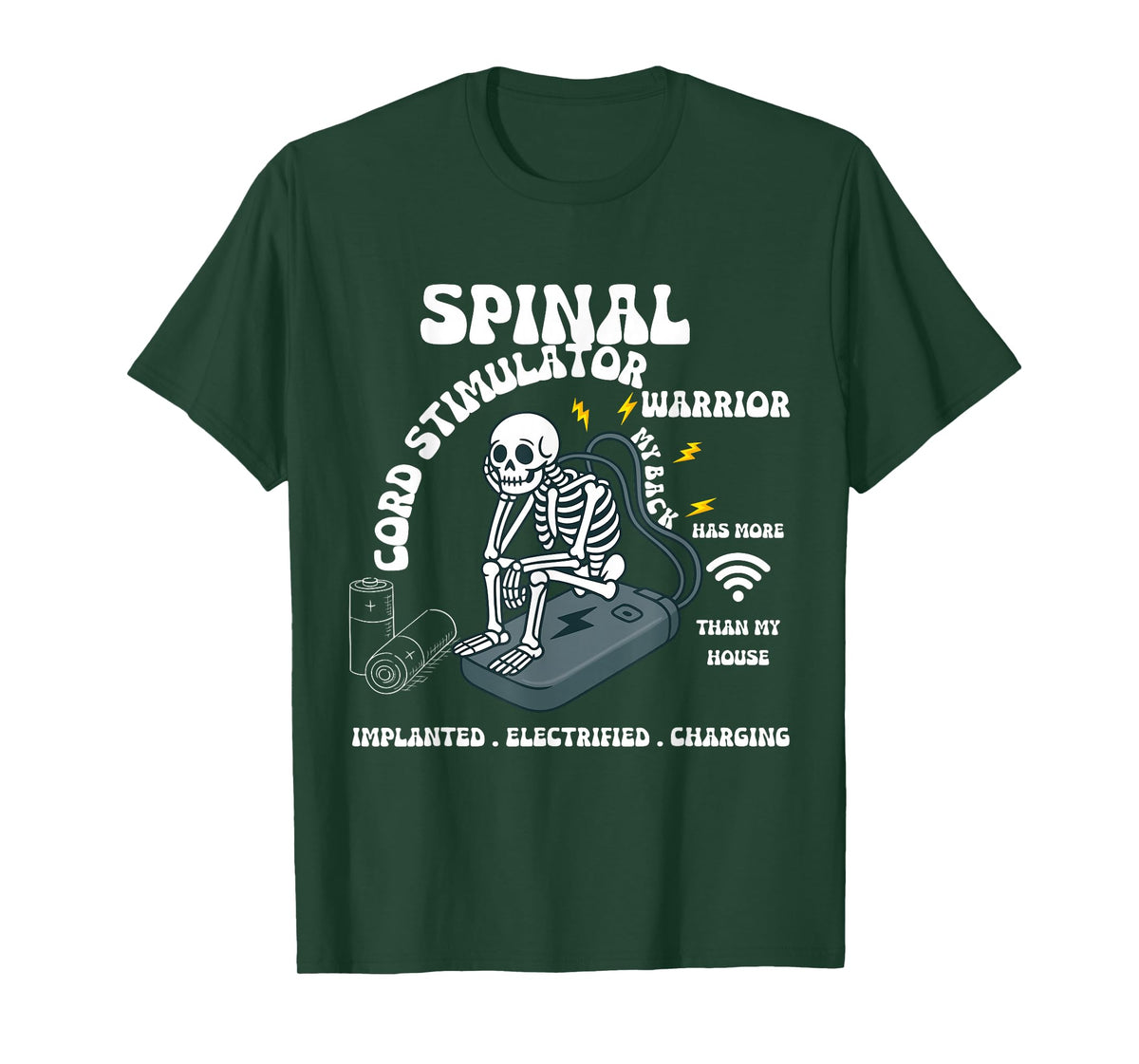 Spinal Cord Stimulator Warrior My Back Implanted Electrified T-Shirt
