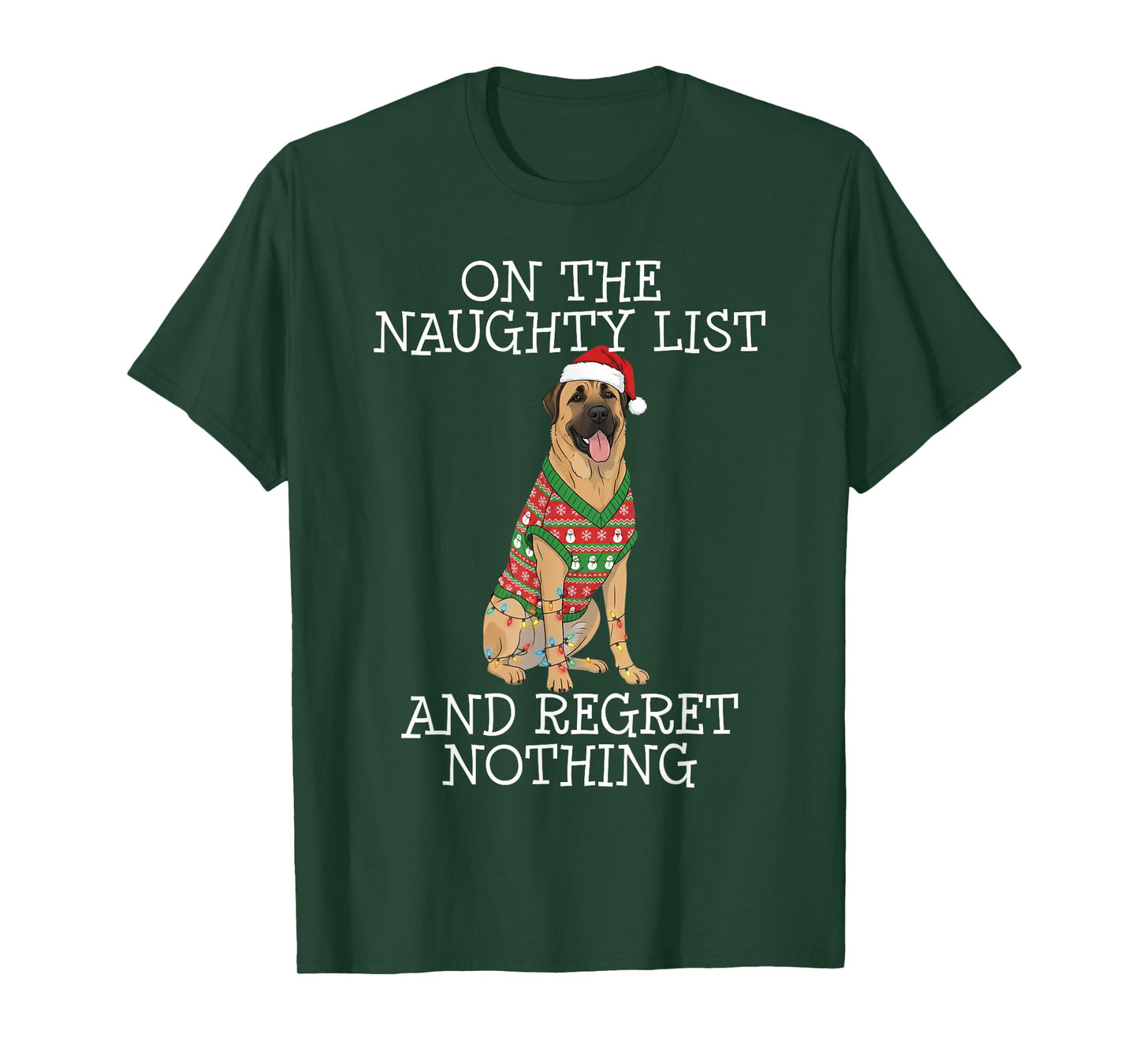 Funny Christmas Anatolian Shepherd Dog Naughty List T-Shirt