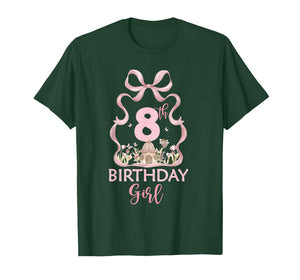 It's My 8th Birthday Fairy Coquette Pink Bow Girl 8 Year Old T-Shirt