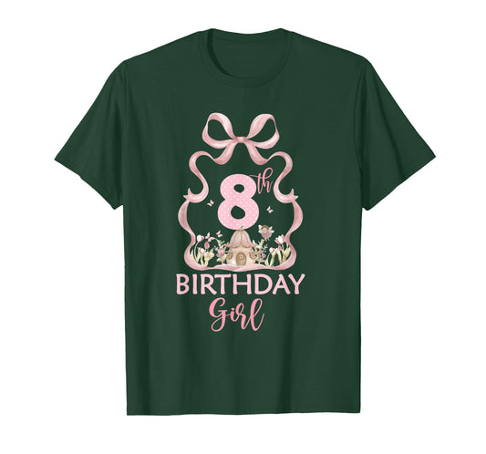 It's My 8th Birthday Fairy Coquette Pink Bow Girl 8 Year Old T-Shirt