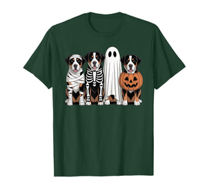 Spooky Ghost Greater Swiss Mountain Dog Halloween Skeleton T-Shirt