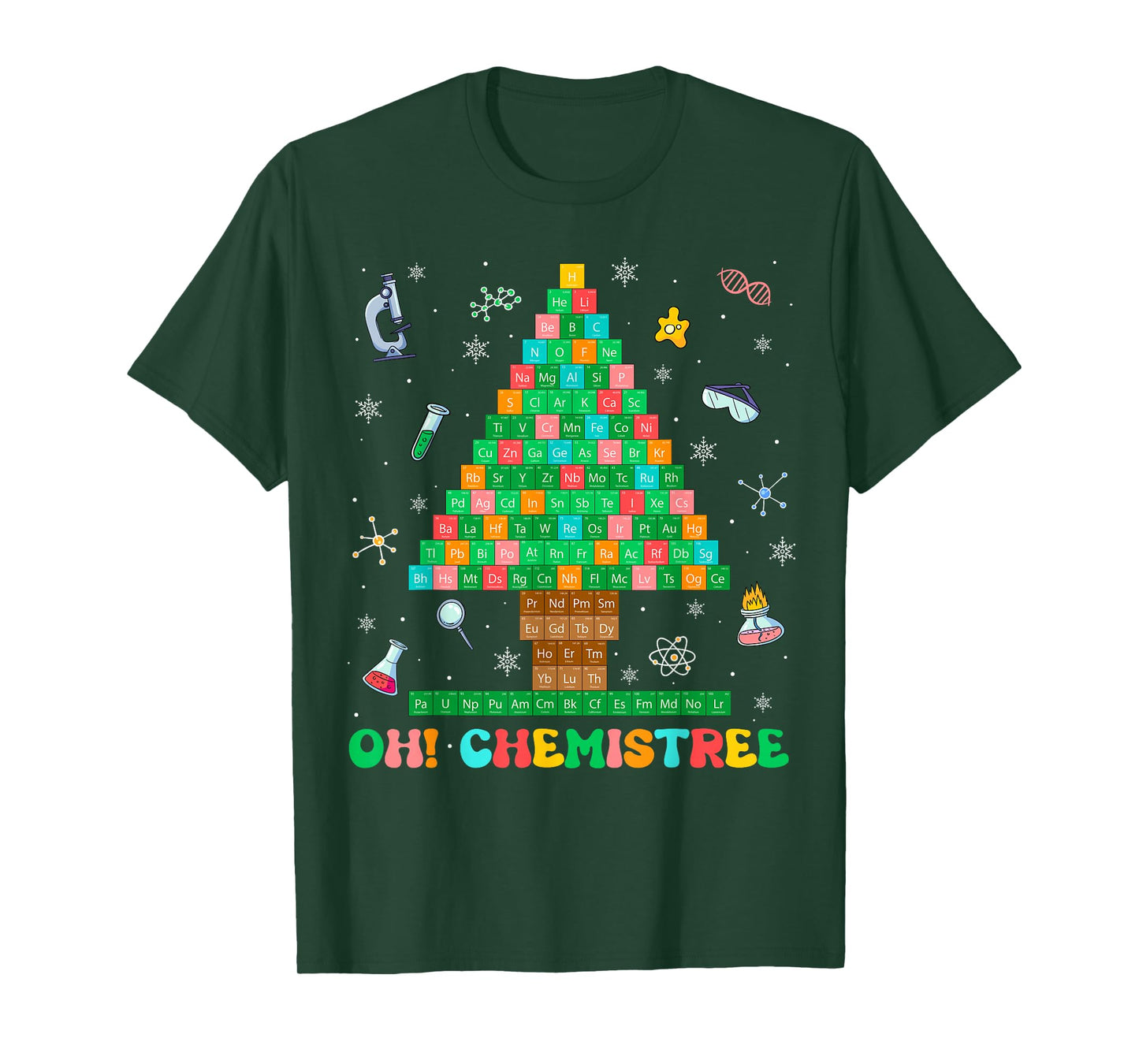 Oh Chemistree Chemistry Xmas Tree Science Periodic Table T-Shirt