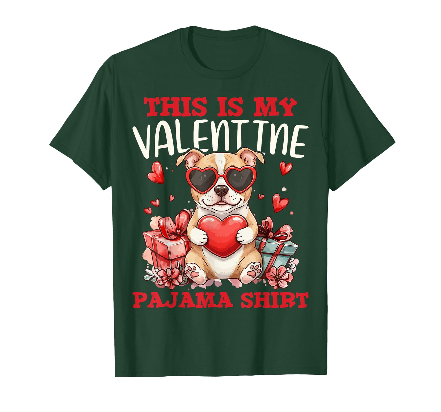 Cute Pitbull Dog Pet Lovers This is My Valentine Pajama T-Shirt