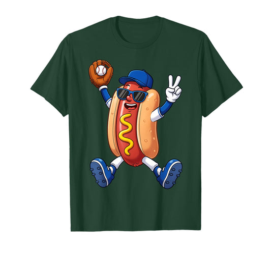 Funny Hot Dog Baseball Game Day for Men Women Kids Boys T-Shirt