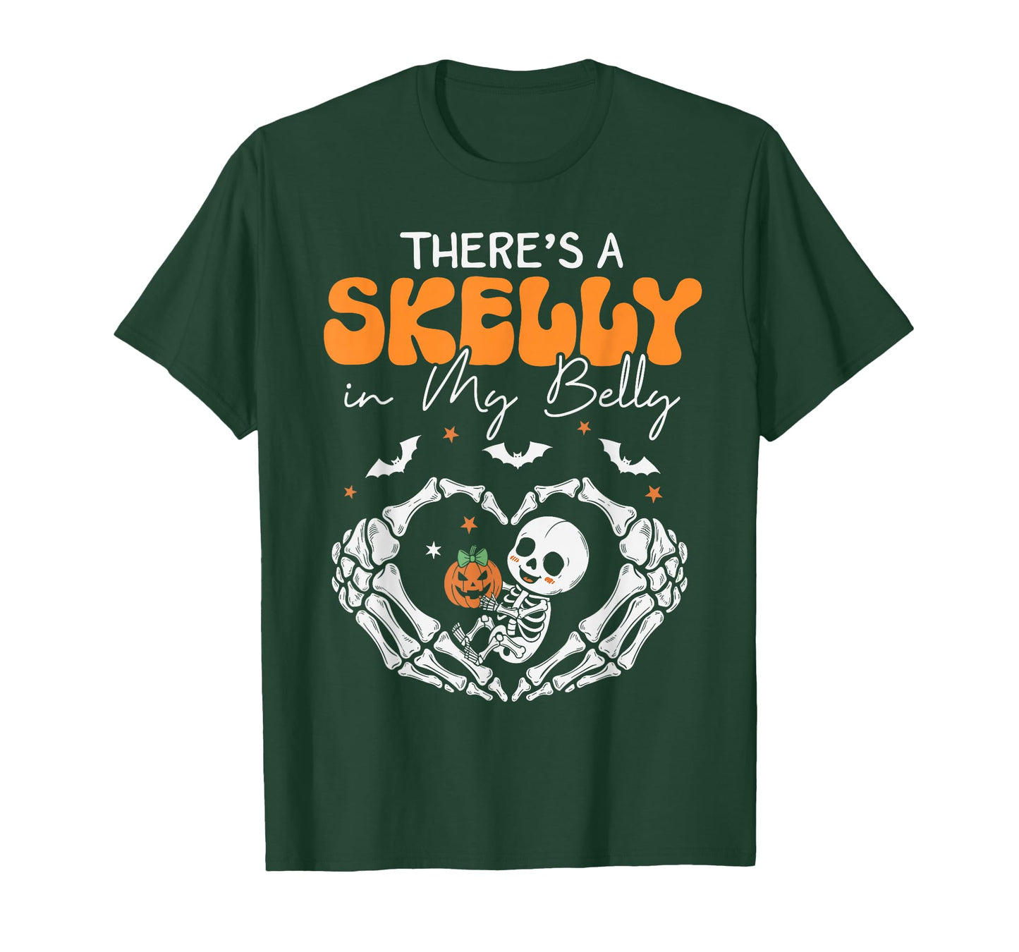 There's A Skelly in My Belly Funny Halloween Pregnancy Women T-Shirt
