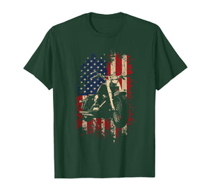 Retro Style Motorcycle Patriotic Flag Lovers Biker USA Men T-Shirt