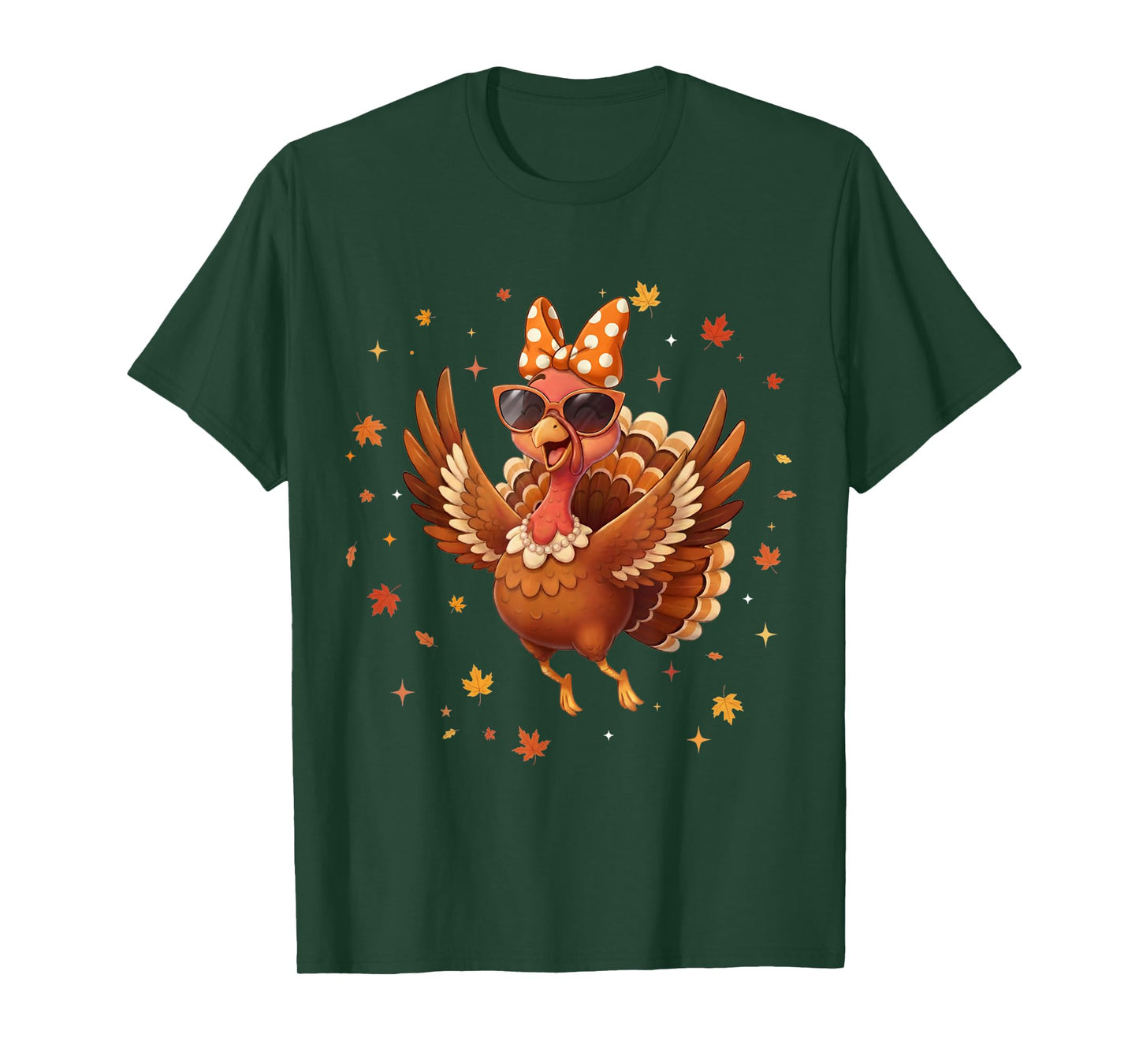 Funny Thanksgiving Fall Happy Turkey Dancing Coquette Bow T-Shirt