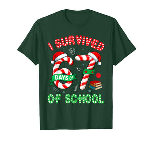 I Survived 67 Days of School Candy Cane Christmas Meme T-Shirt