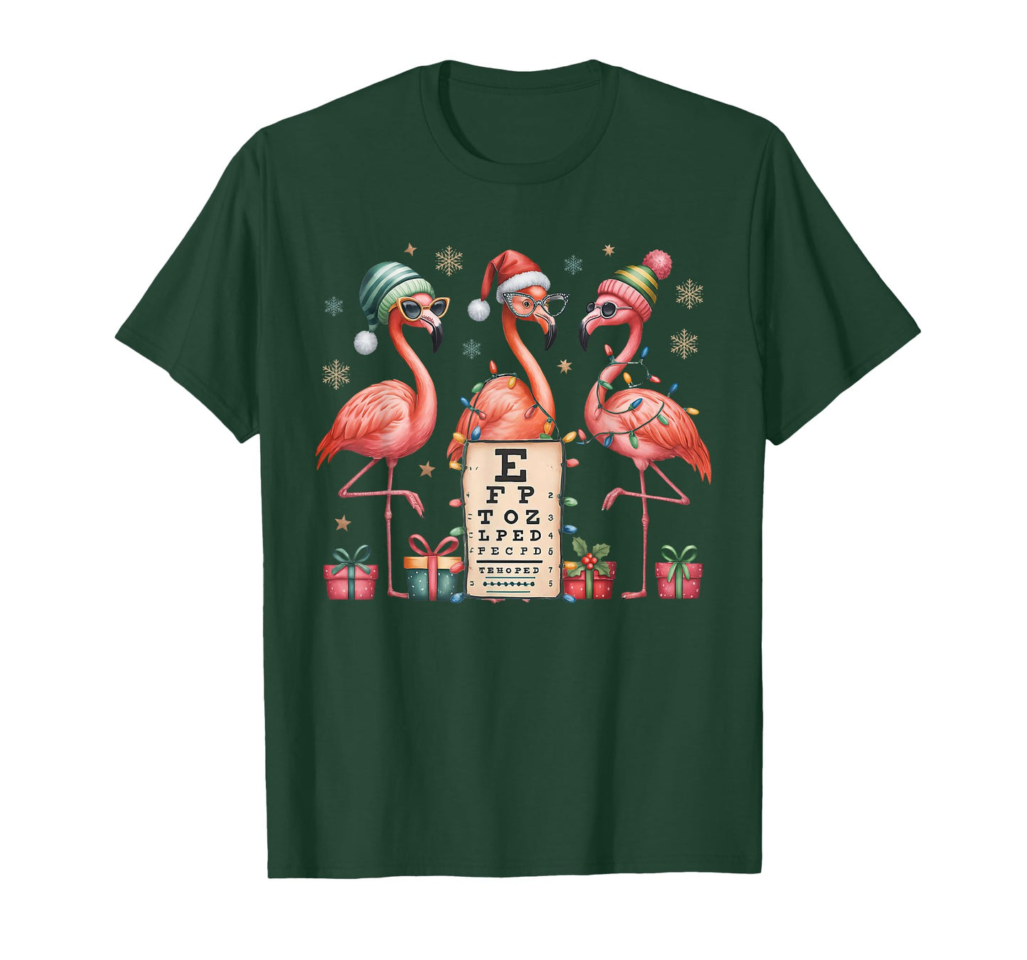 Flamingo Christmas Optometry Ophthalmologist Eye Dr Optician T-Shirt