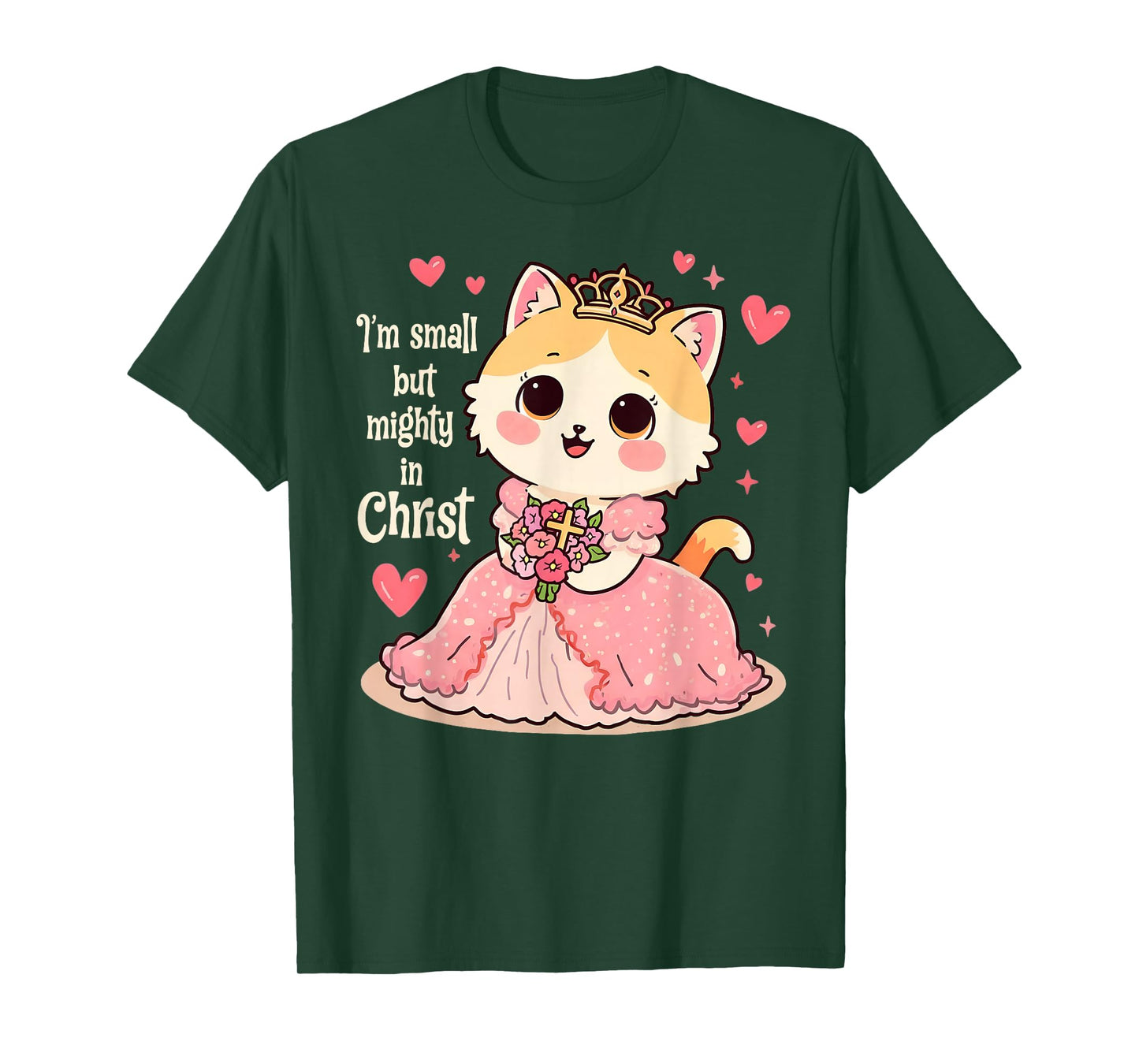 Christian Kids I Am Small But Mighty in Christ Cute Cat T-Shirt