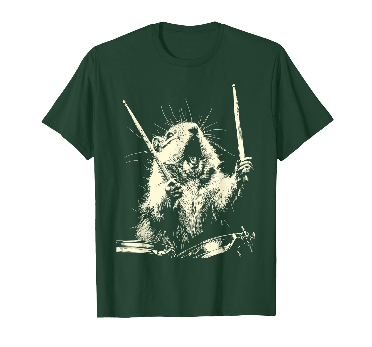 Chipmunk Playing Drums Funny Musician Animal Drummer Punk T-Shirt