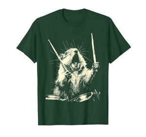 Chipmunk Playing Drums Funny Musician Animal Drummer Punk T-Shirt