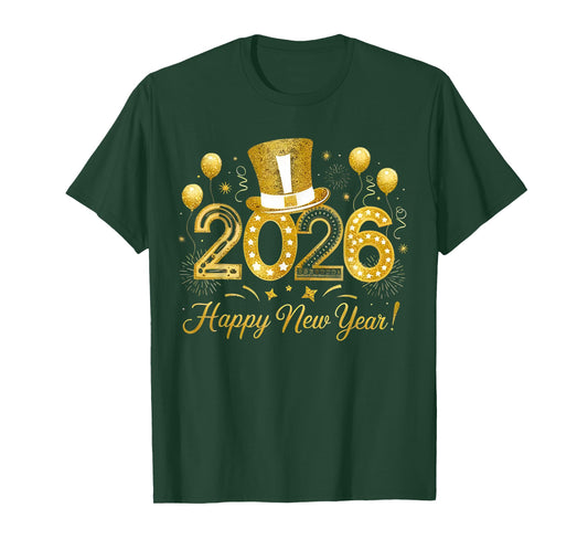 Happy New Year Balloons Party 2026 Together Family Matching T-Shirt