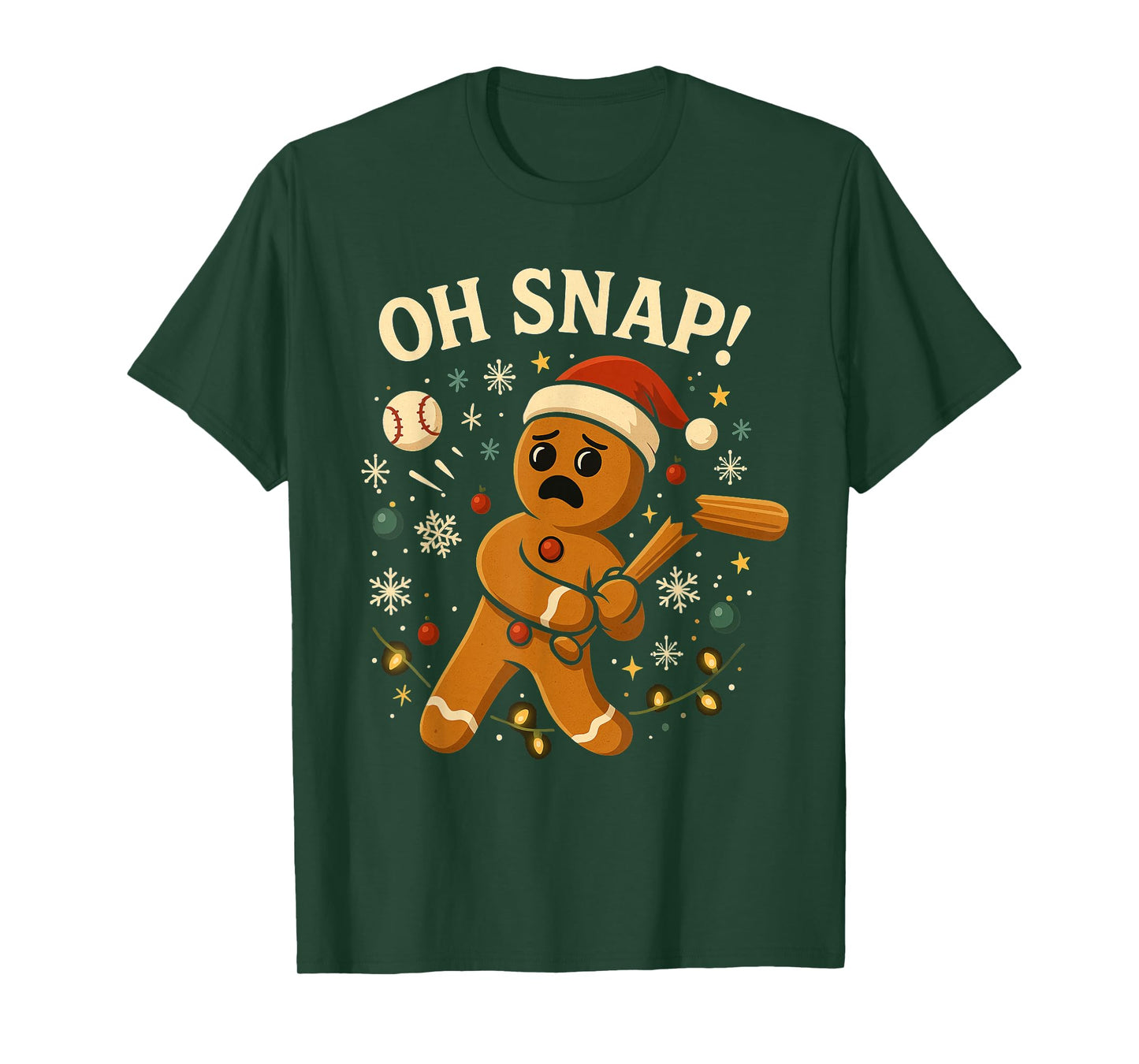 Oh Snap Gingerbreadman Christmas Baseball T-Shirt