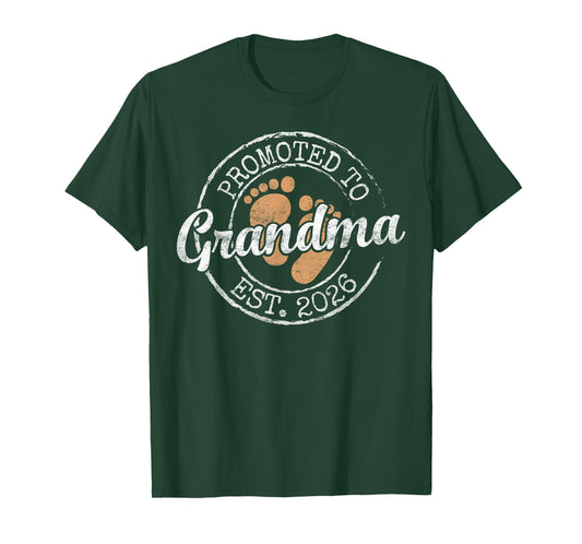 Promoted to Grandma Est 2026 Stamp First Time Nana to Be T-Shirt