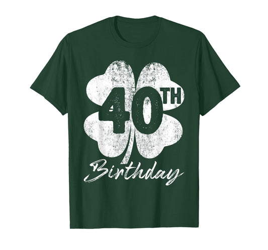 Funny 40th Birthday Shamrock St Patrick's Day Boys Girls T-Shirt