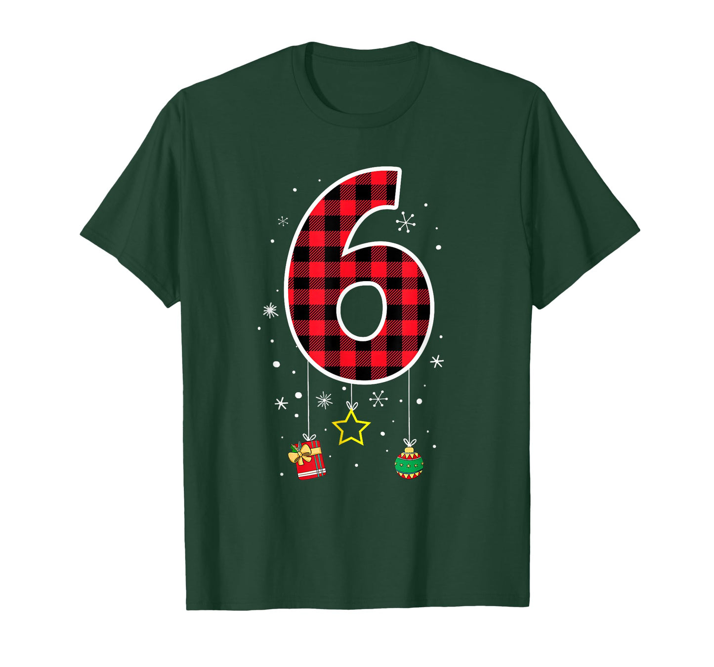 Number 6 Funny Meme Saying 6 7 Six Seven Christmas Red Plaid T-Shirt